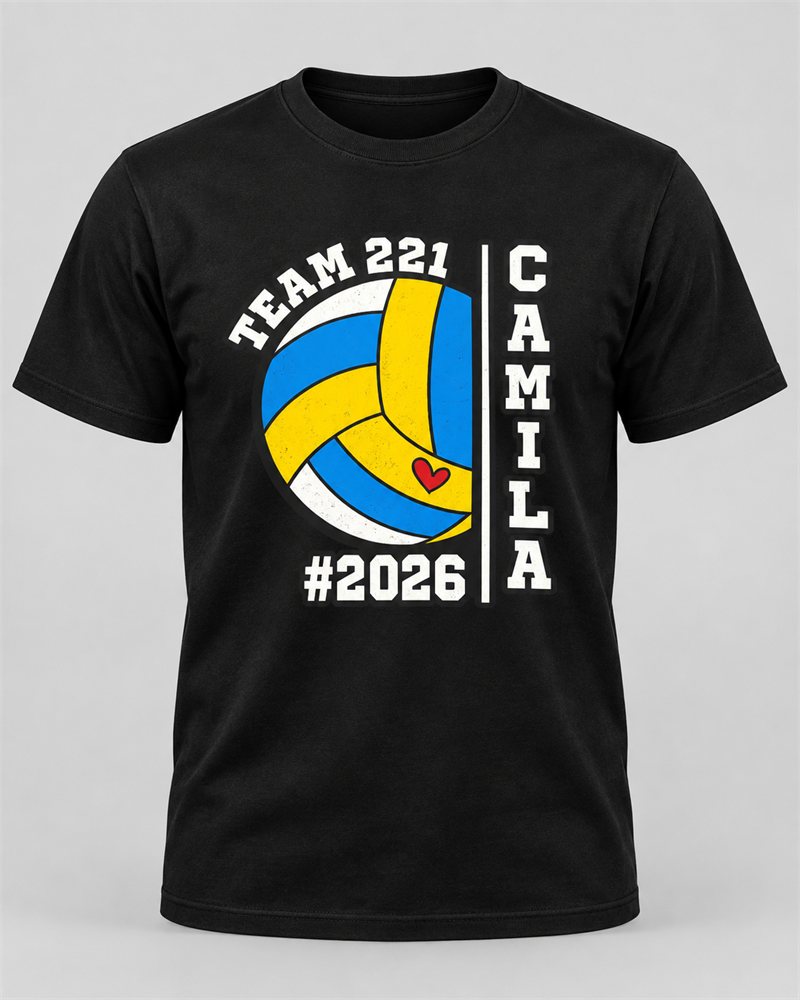 Mockup de remera personalizada: Team 221 · Camila